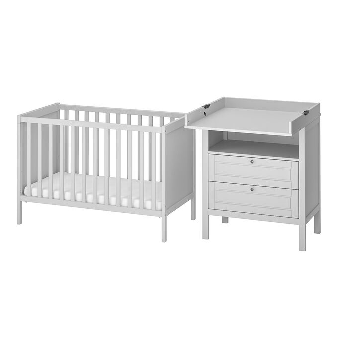 IKEA SUNDVIK, комплект детской мебели из 2 предметов, серый, 60x120 см