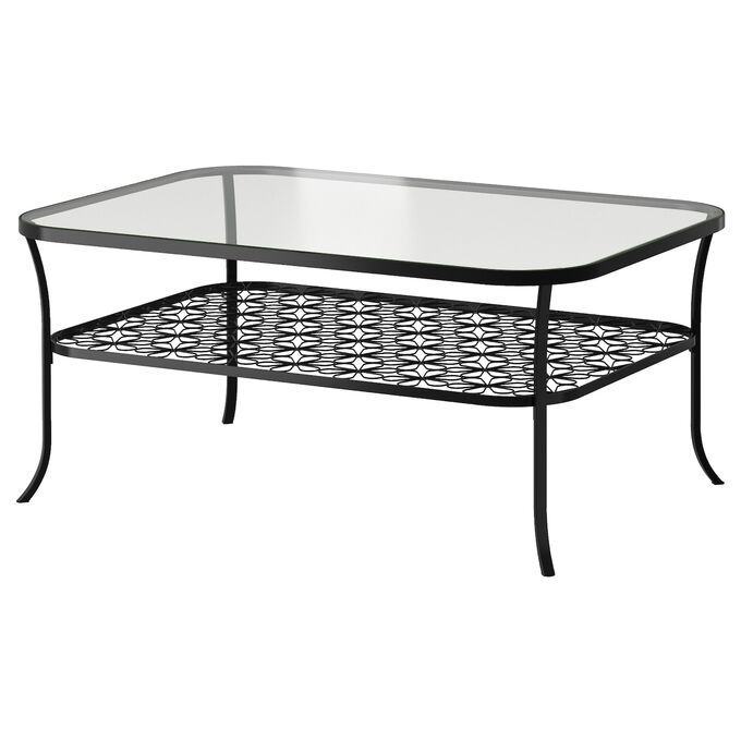 IKEA KLINGSBO, журнальный столик, черное прозрачное стекло, 116x78 см
