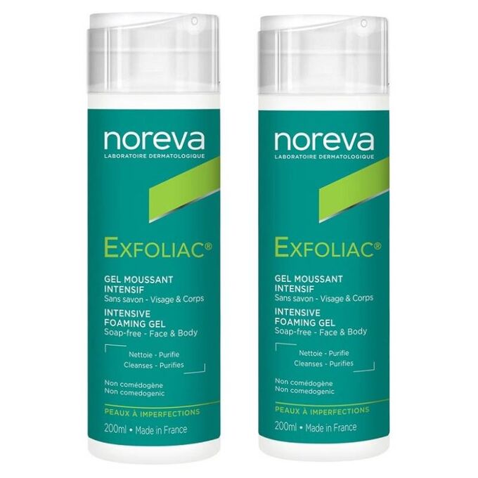 Норева Комплект Эксфолиак Интенсивный пенящийся гель 2х200 мл (Noreva, Exfoliac)