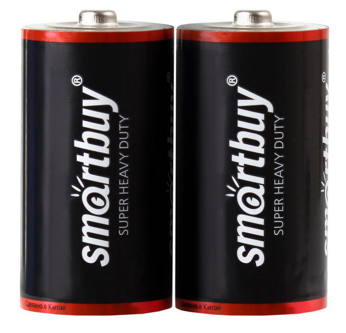 Батарейка R20 (D) солевая Smartbuy, цена за 2 батарейки(SBBZ-D02S)