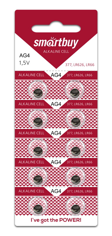 Батарейка часовая Smartbuy AG4-10B (100/2000)  (SBBB-AG4-10B)