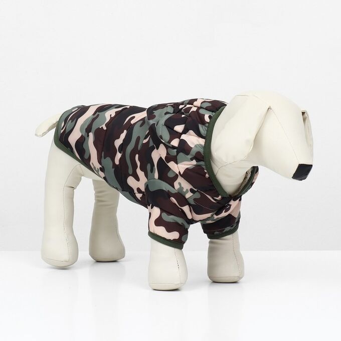 СИМА-ЛЕНД Куртка для собак &quot;Боец&quot; с капюшоном, размер S (ДС 25, ОГ 34 см), камуфляж