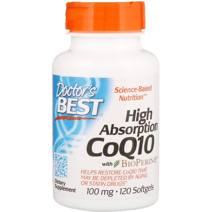 Doctors Best, Коэнзим Q10 с высокой усваиваемостью, с биоперином, 100 мг, 120 капсул в мягкой оболочке
