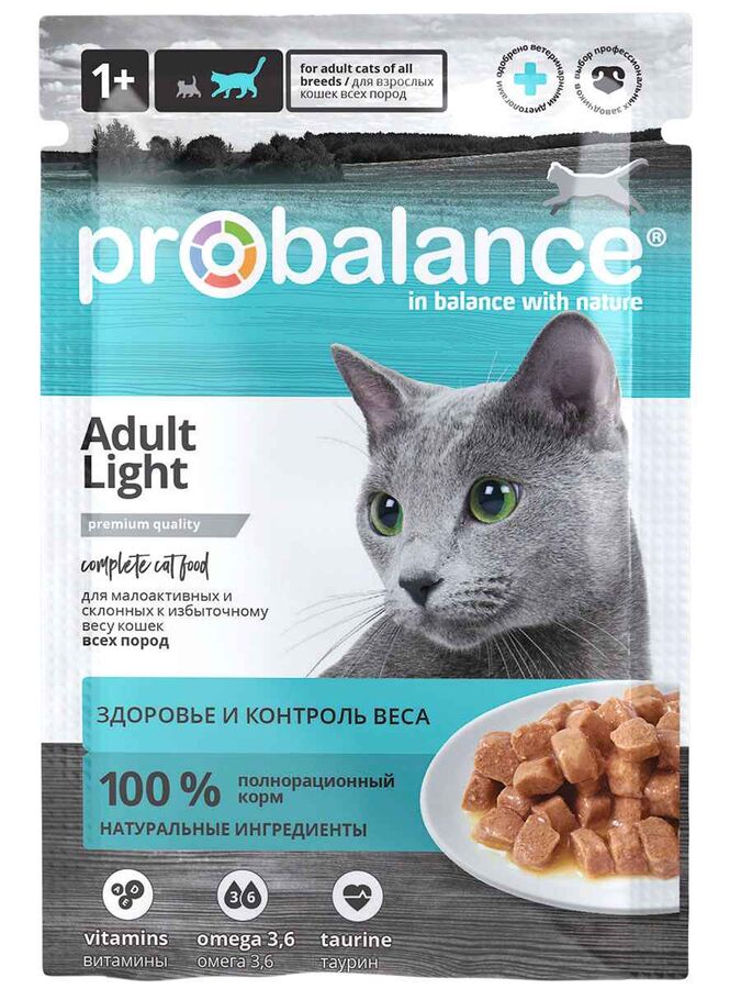 ProBalance Корм консервированный Light для малоактивных кошек, пауч 85 гр 1/28