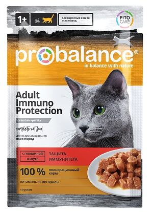 ProBalance Корм консервированный Immuno Protection с говядиной в соусе, пауч 85 гр 1/25