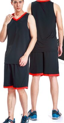 Мужская баскетбольная форма: футболка + шорты Цвет: ЧЕРНЫЙ С КРАСНЫМ