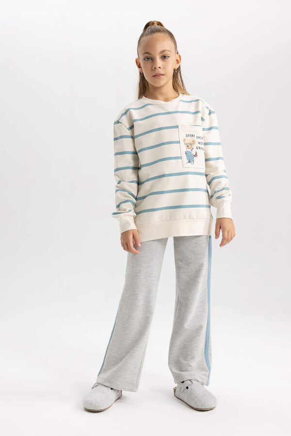 DEFACTO Полосатый пижамный комплект с длинными рукавами для девочки