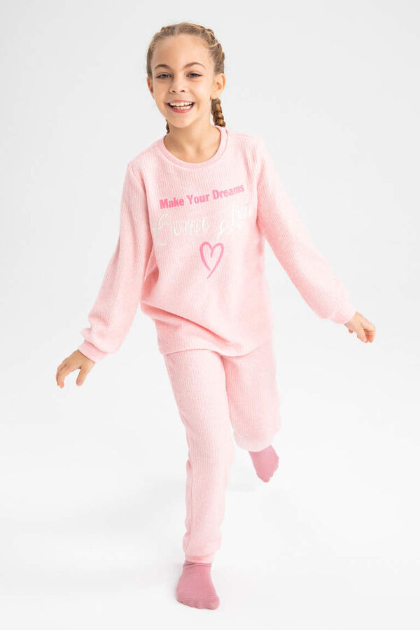 DEFACTO Пижамный комплект обычного кроя с принтом для девочек в виде трикотажа