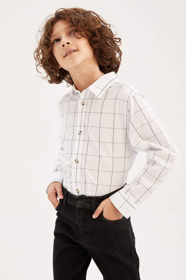 DEFACTO Рубашка из поплина с длинными рукавами стандартного кроя для мальчика