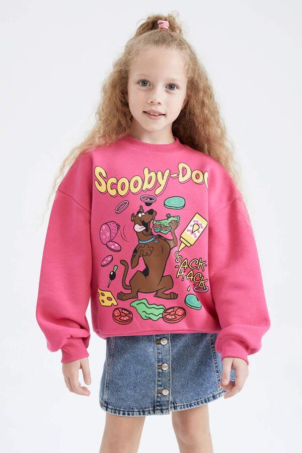 DEFACTO Мягкий пушистый свитшот оверсайз с круглым вырезом для девочек Scooby Doo