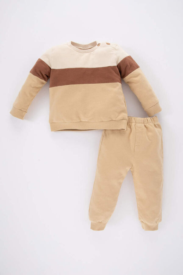 DEFACTO Мягкий пушистый свитшот для маленьких мальчиков, спортивный костюм, комплект из 2 предметов