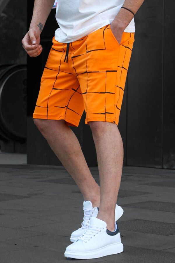 Madmext Оранжевые мужские шорты с графическим узором 5496