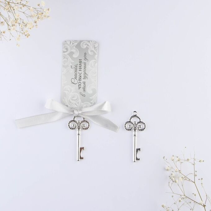 СИМА-ЛЕНД Сувенир ключ-открывалка &quot;Подарок гостям&quot;, цвет серебро, 6,5 х 0,3 х 2,7 см