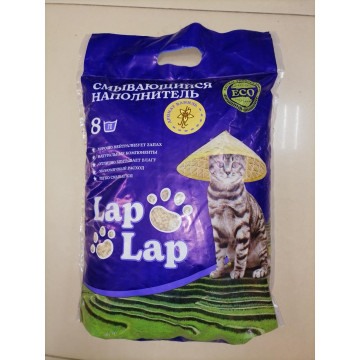 Наполнитель  растительный комкующийся &quot;Lap Lap&quot;  НЕЙТРАЛЬНЫЙ  (можно смывать в унитаз) 8л.