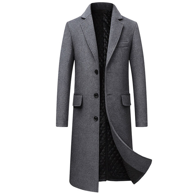 Мужское шерстяное пальто на пуговицах