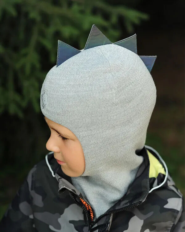 Чудо-кроха Шапка-шлем детский темно-серый демисезонный