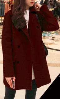 Двубортное пальто с отложным воротником Цвет: БОРДО