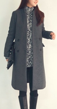 Двубортное пальто с лацканами Цвет: СЕРЫЙ