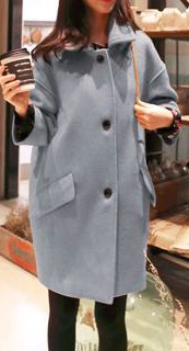 Утепленное пальто с отложным воротником Цвет: СИНИЙ