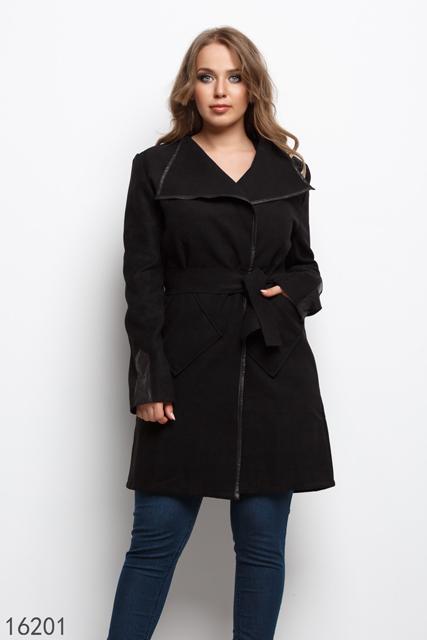 Женское пальто тренч 16201 черный