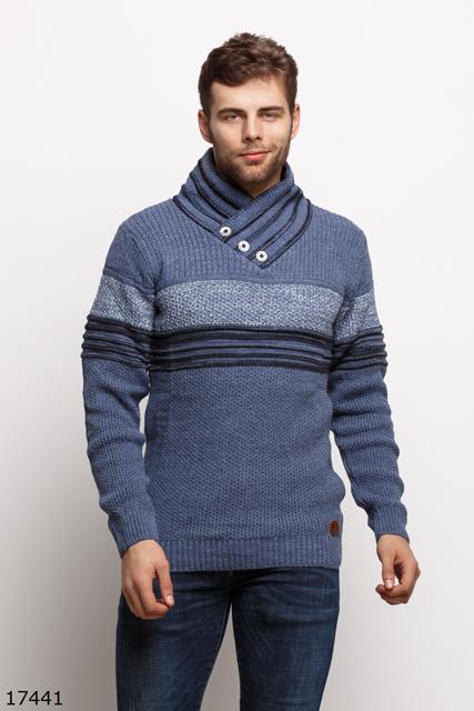 Мужской свитер 17441 синий принт