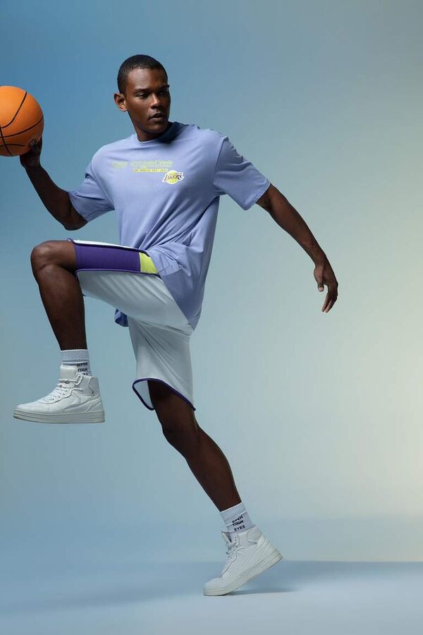 DeFactoFit Лицензированные хлопковые шорты стандартной посадки НБА Лос-Анджелес Лейкерс