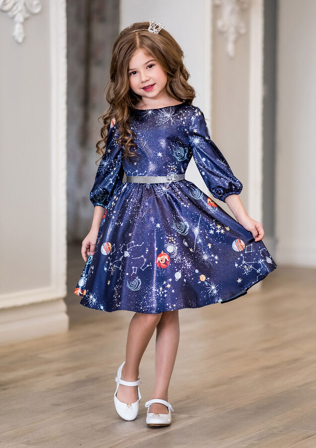 ALOLIKA Платье из атласной ткани с  космическим принтом