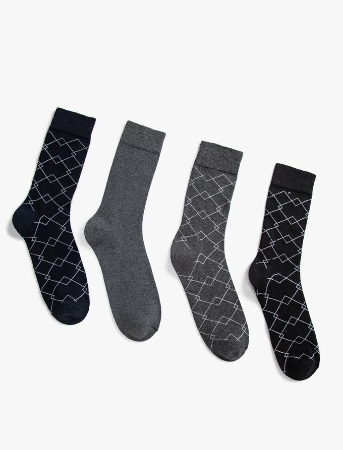 KOTON Мужские носки из четырех предметов с рисунком