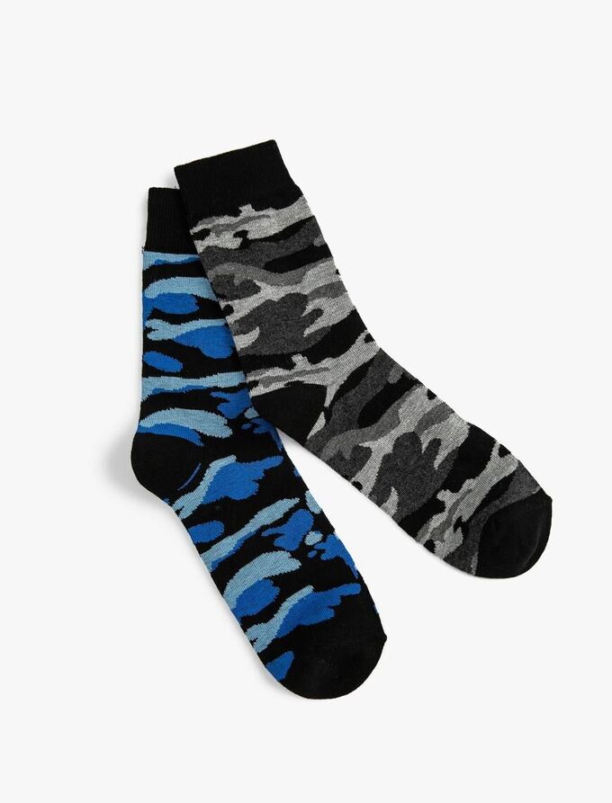 KOTON Мужские камуфляжные носки, комплект из 2 разных цветов