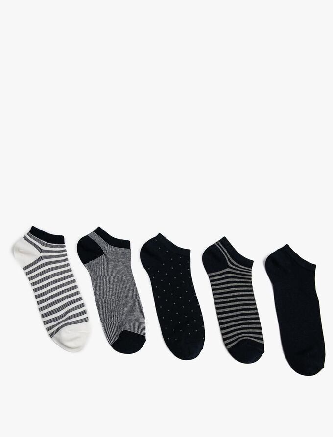 KOTON Комплект мужских носков-ботинок из 5 предметов с рисунком