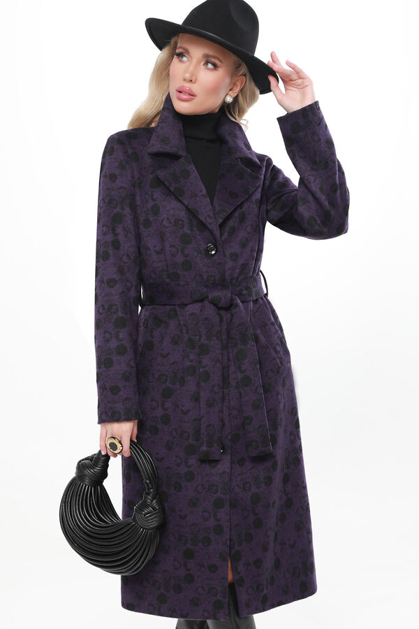 DStrend Пальто демисезонное фиолетовое с поясом