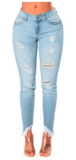 Рваные джинсы с бахромой Цвет: СВЕТЛО-СИНИЙ