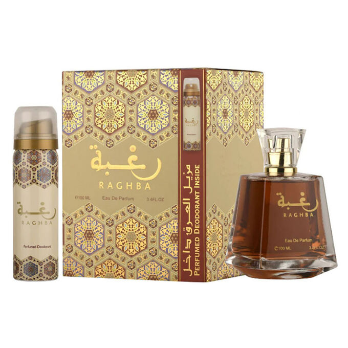 Духи Москва 888 Парфюмированный набор Lattafa Raghba edp 100 ml и Deodorant Spray Raghba For Women 50 ml