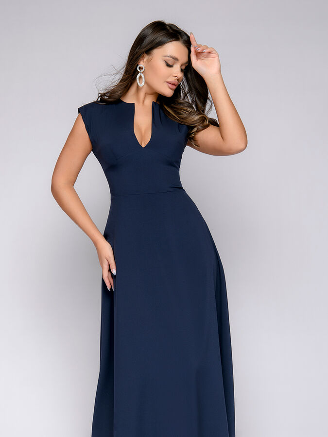 1001 Dress Платье темно-синее длины макси с глубоким декольте