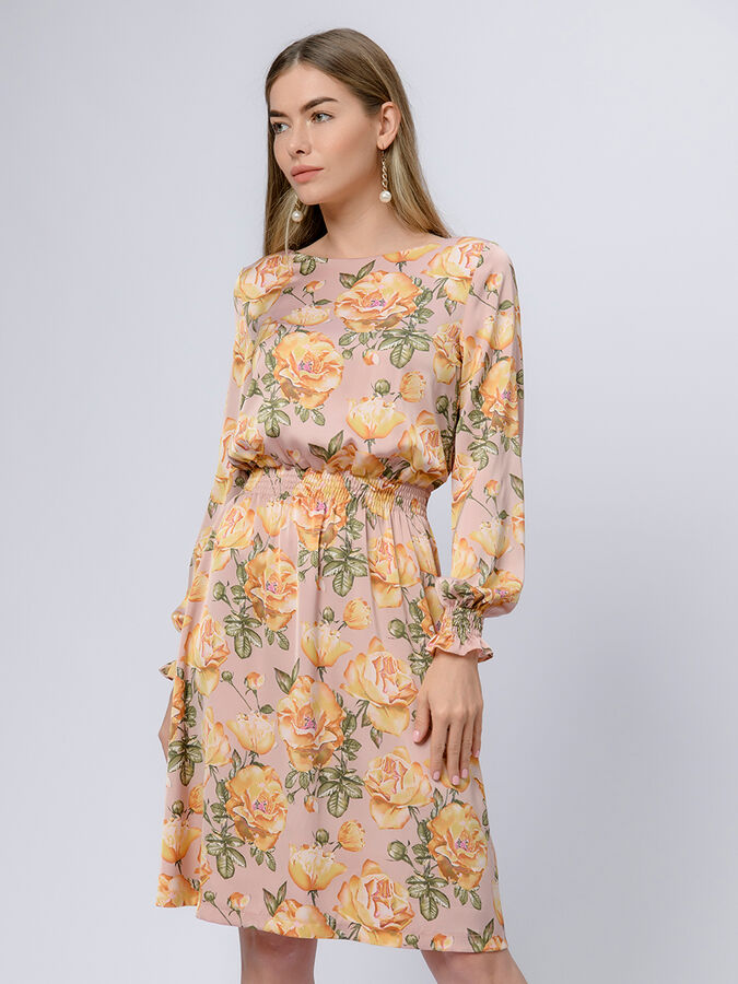 1001 Dress Платье розового цвета с принтом и длинными рукавами
