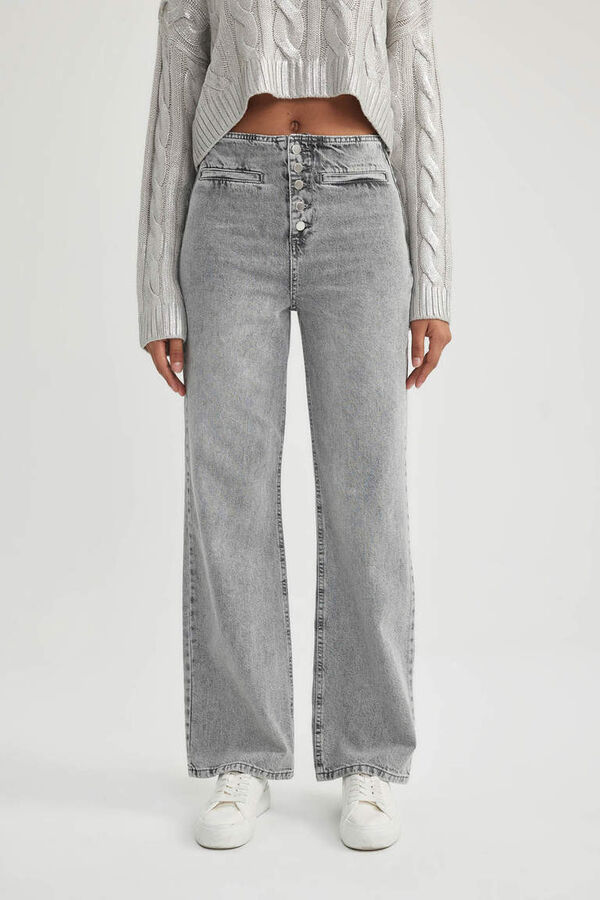 DEFACTO Длинные джинсовые брюки с широкими штанинами и высокой талией в стиле 90-х