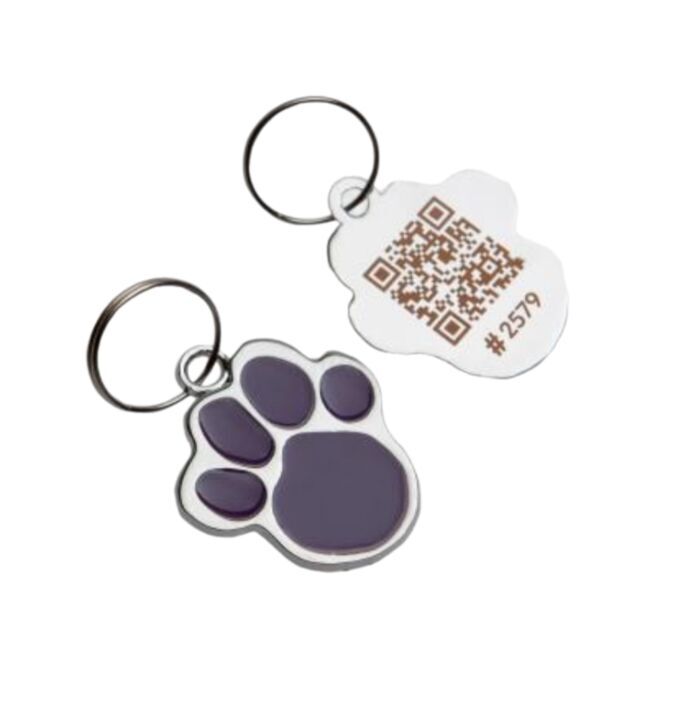 Pet Search QR Адресник Форма &quot;Лапка&quot; фиолетовый