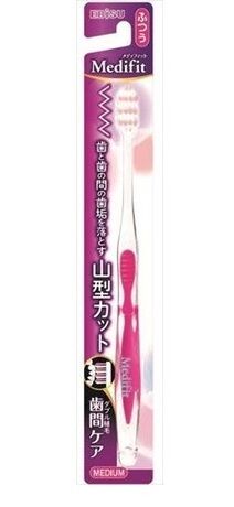 EBISU Зубная щетка (с W-образным срезом ворса, зоной для очищения дальних зубов и прорезиненной ручкой. Средней жёсткости)