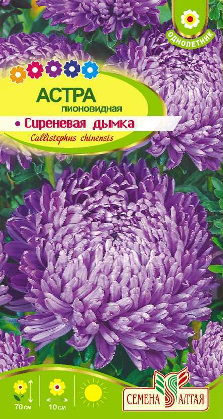 Астра Сиреневая Дымка пионовидная/Сем Алт/цп 0,3 гр.