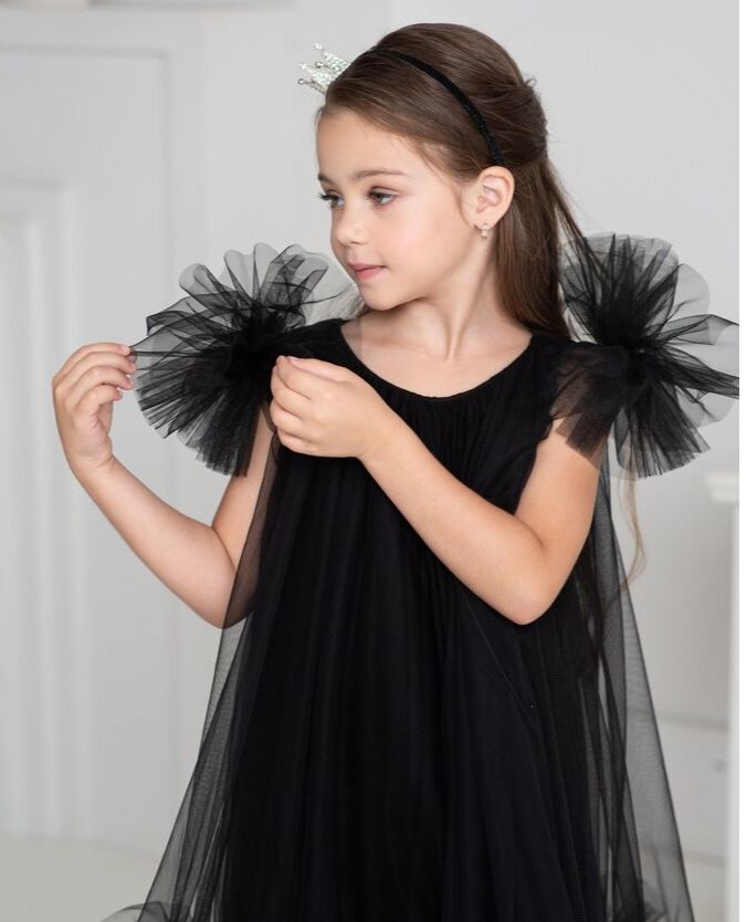 Unona D’art Платье черное нарядное праздничное пышное для девочки