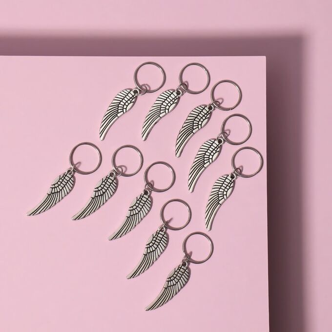 Queen fair Пирсинг для волос «Крылья», 4,1 × 1 см, 10 шт, цвет серебристый