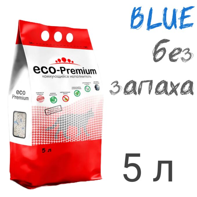eco premium Наполнитель &quot;ECO-Premium &quot; BLUE, комкующийся (древесное волокно) 5 л (1,9кг).