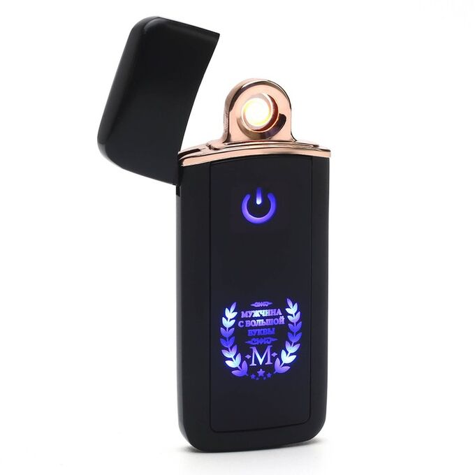 Командор Зажигалка электронная &quot;Мужчина с большой буквы М&quot;, спираль, USB, 3 х 7.3 см, черная