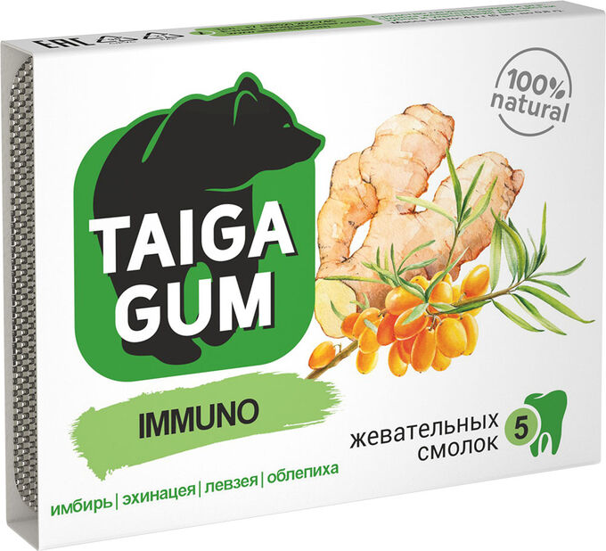 Алтайский нектар Смолка Taiga Gum &quot;IMMUNO&quot; блистер №5 по 0,8 г, в растит. пудре, без сахара, в инд. уп.