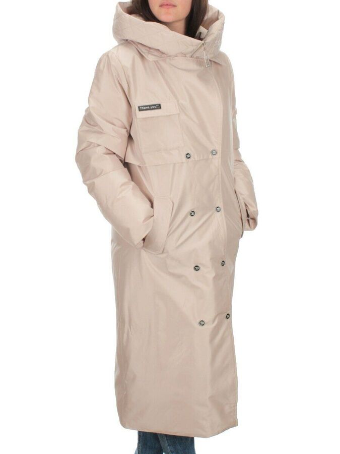EAC327 LT.BEIGE Пальто зимнее женское (200 гр. холлофайбера)