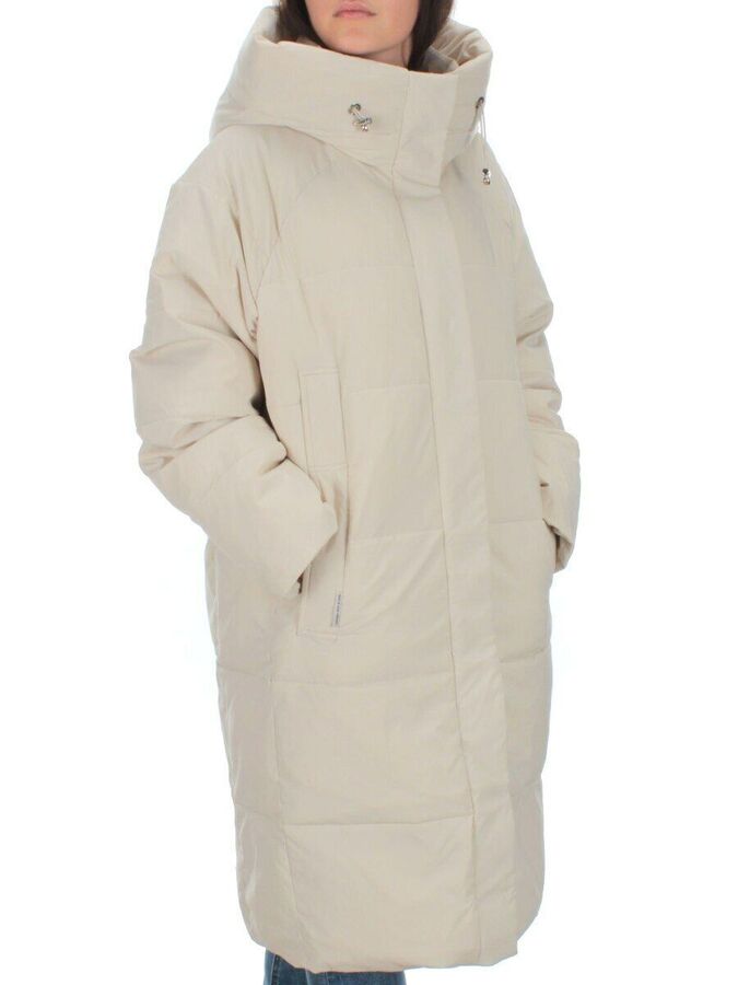 22369 BEIGE Пальто зимнее женское (200 гр. холлофайбера)