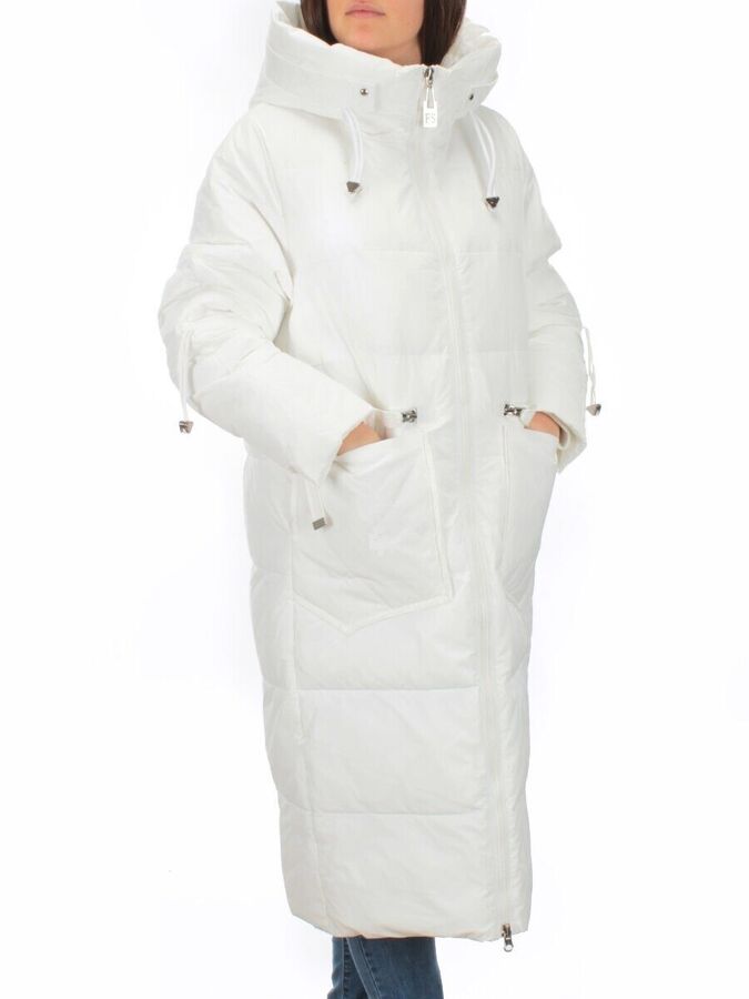 H303 WHITE Пальто зимнее женское (200 гр. холлофайбер)
