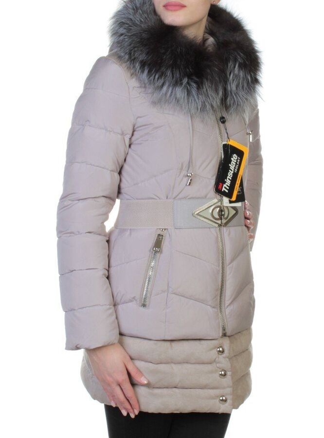YM-L916 Пальто с мехом чернобурки KSA