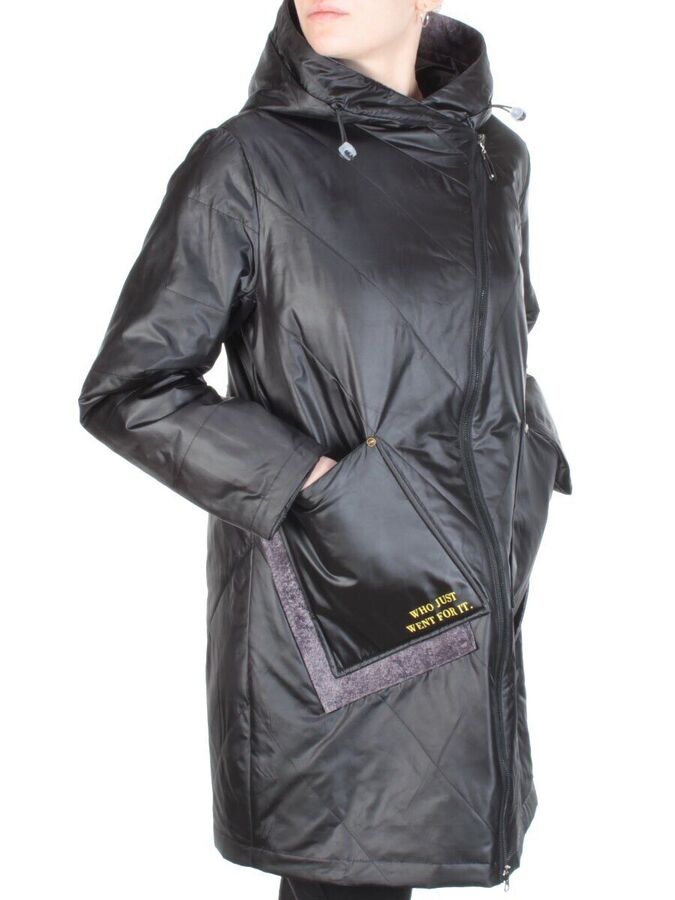 22-306 BLACK Куртка демисезонная женская AKiDSEFRS (100 гр.синтепона)