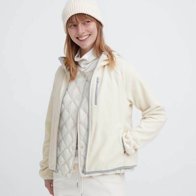 UNIQLO — легкая куртка из флиса на молнии - 01 OFF WHITE